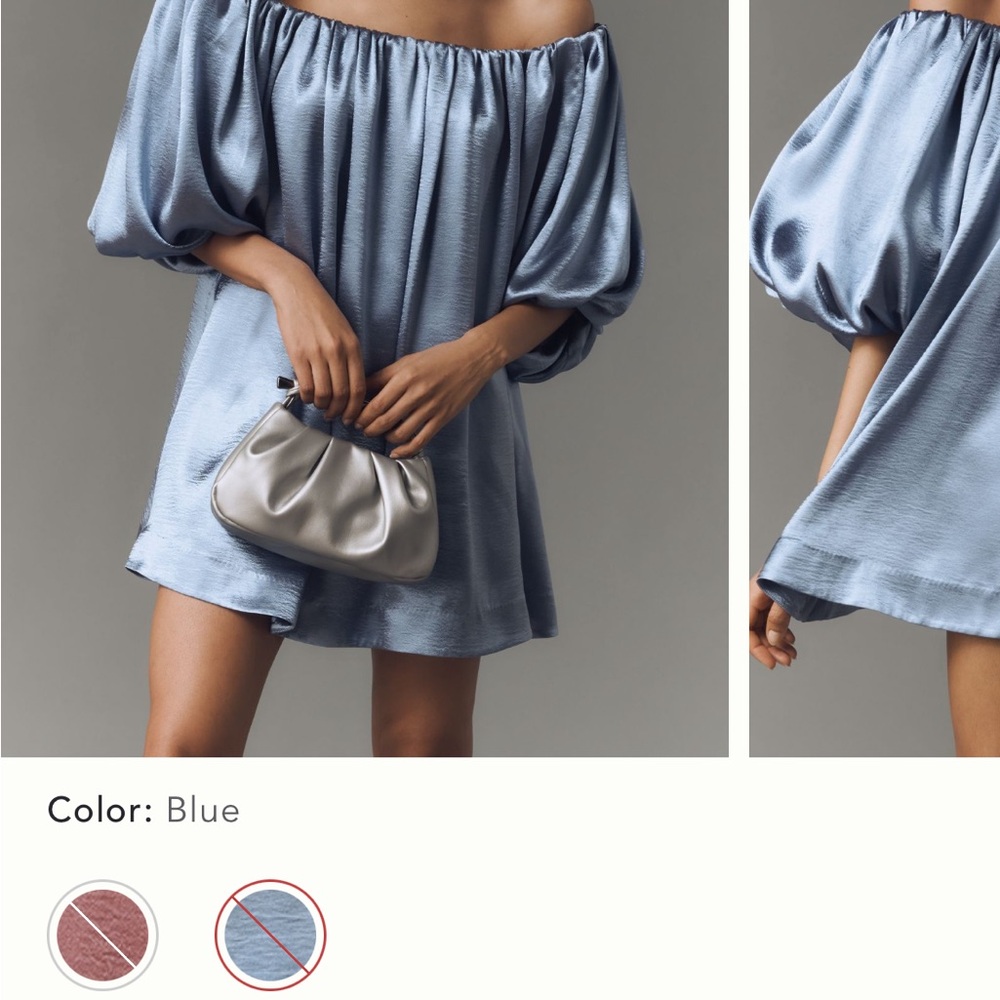 Anthropologie Blue Off-Shoulder Mini Dress